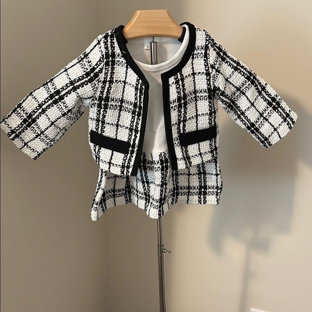 New Stylish Kids Plaid Dress With Matching Jacket